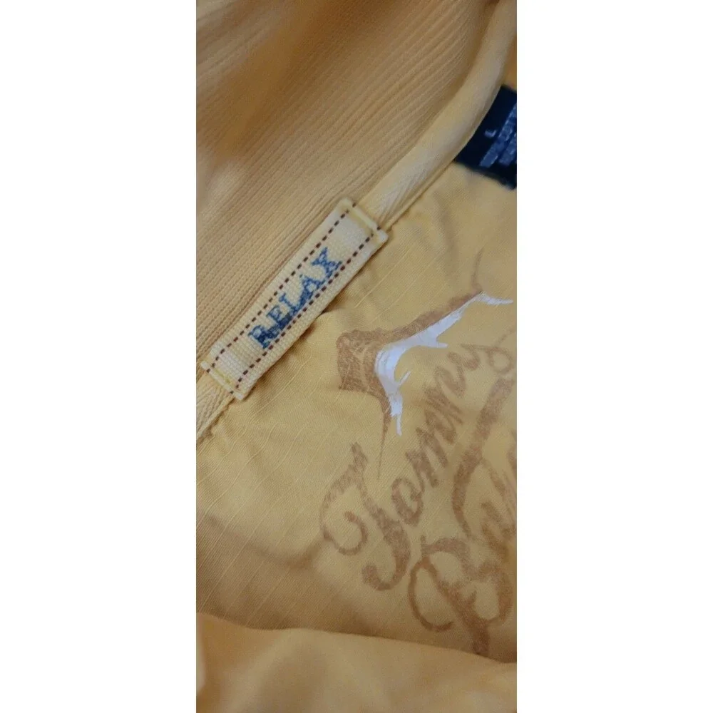 Tommy Bahama Relax 1/4 Zip Pullover Sweatshirt Yellow Large Marlin Logo Flaw!